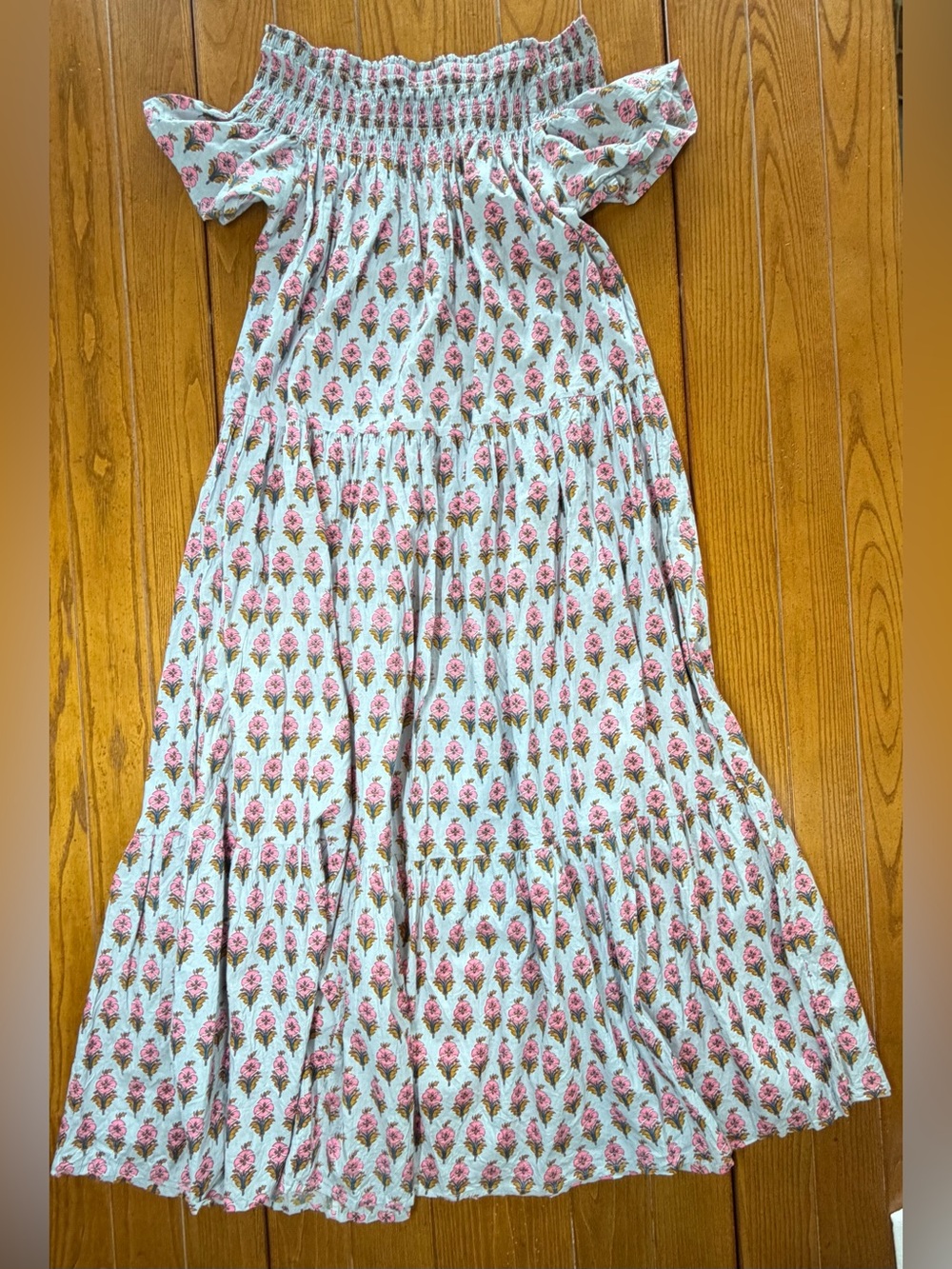 Marea by Liz Joy Smocked Floral Block Print Maxi Dress